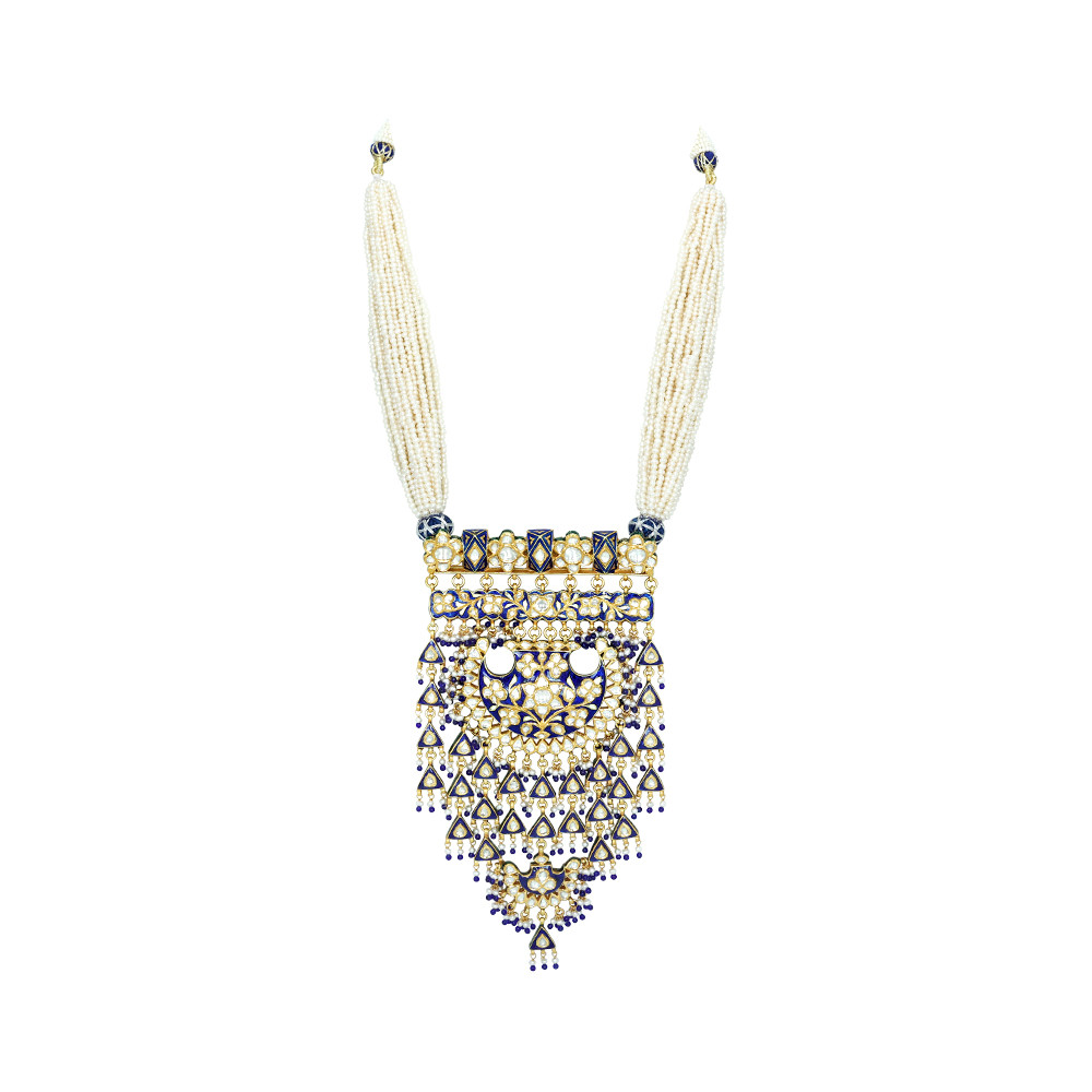 Indigo Enameled With Cheed Pearl Pendant